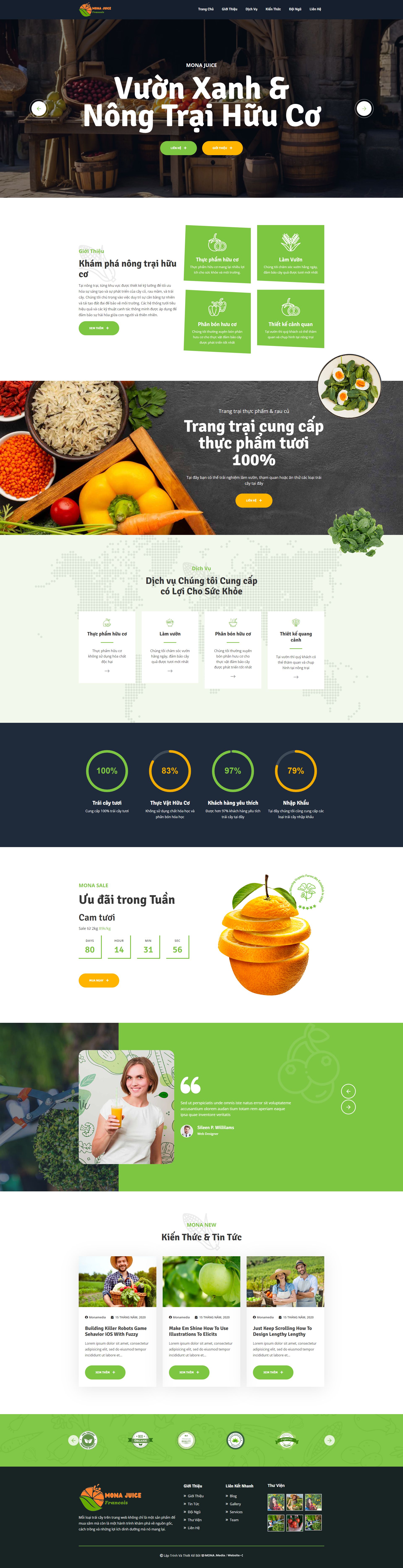 Mẫu Website Giới Thiệu Nông Trại Thực Phẩm Tự Nhiên