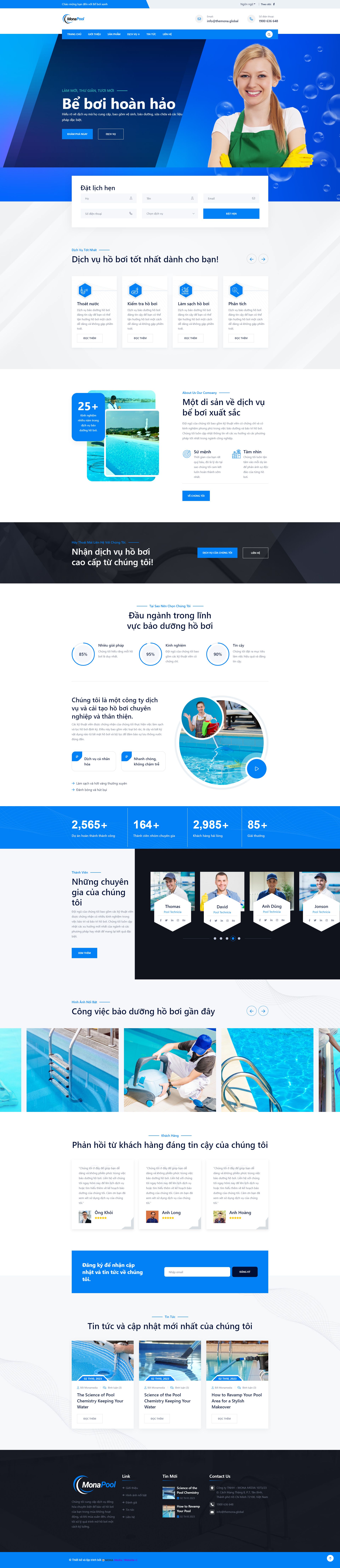 Mẫu Website Dịch Vụ Chăm Sóc Bể Bơi Với Giao Diện Tiện Lợi